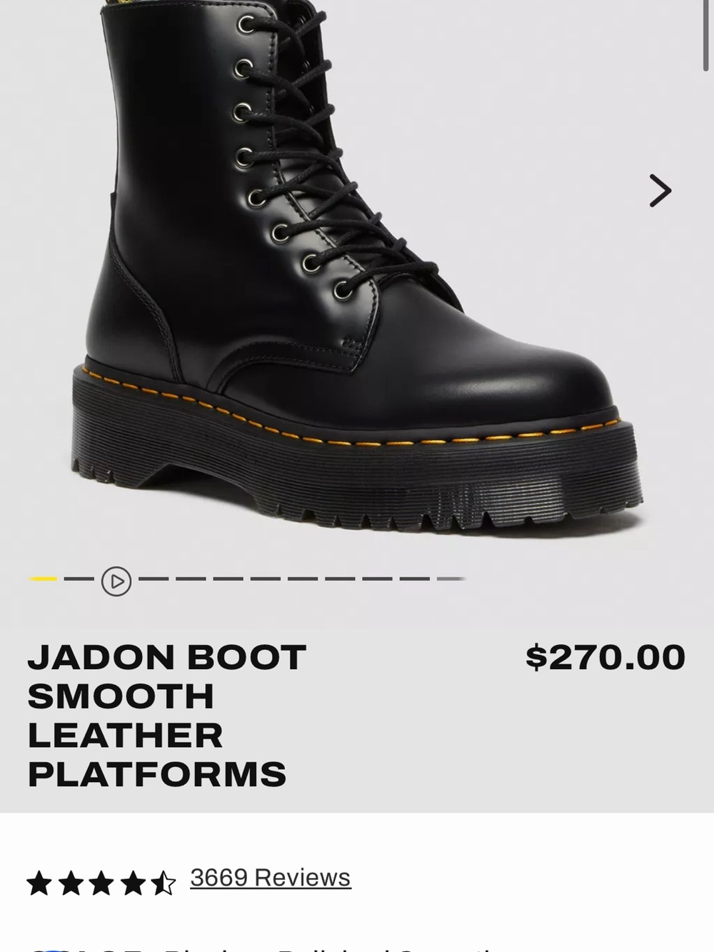 Dr. Martens Black Smooth Leather Jadon Platform Lace-Up Boots